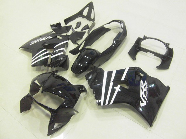 Best 1998-2001 Black White Stripe Honda VFR800 Motorcycle Fairings Kit Canada