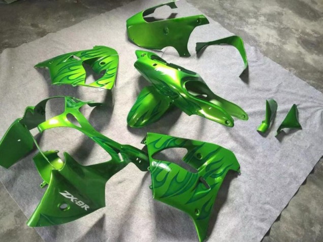 Best 2000-2001 Green Green Flame Kawasaki ZX9R Replacement Fairings Canada