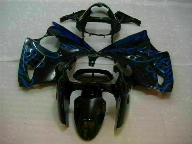 Best 2000-2002 Black with Blue Flame Kawasaki ZX6R Motorbike Fairings Canada