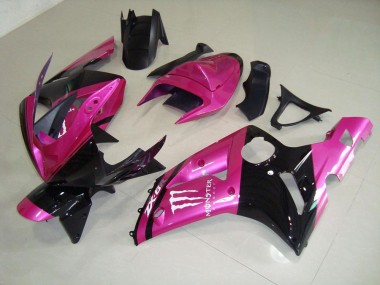 Best 2003-2004 Pink Black Monster Kawasaki ZX6R Bike Fairing Kit Canada