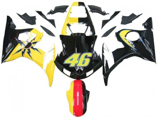 Best 2003-2005 Black Yellow No. 46 Yamaha YZF R6 Motorcycle Fairings Canada