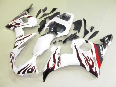 Best 2003-2005 White and Flame Yamaha YZF R6 Bike Fairing Canada