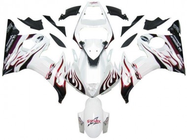 Best 2003-2005 White Black Red Flame Yamaha YZF R6 Motorcycle Fairings Canada