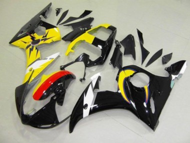 Best 2003-2005 Moon Black Yellow Yamaha YZF R6 Motorcycle Fairings Kits Canada