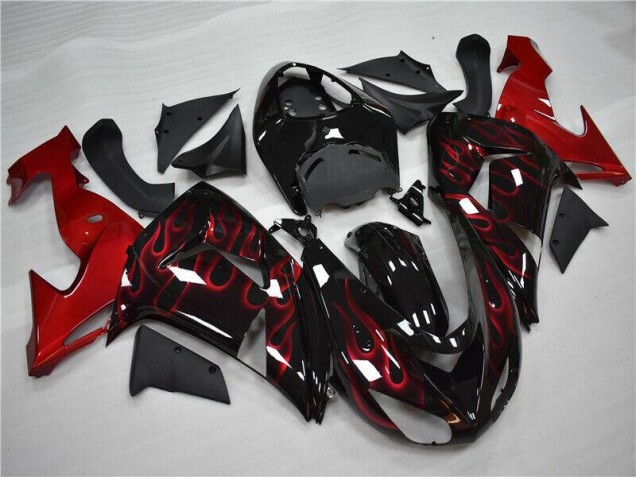 Best 2006-2007 Red Flame Kawasaki ZX10R Motorcycle Fairings Kit Canada