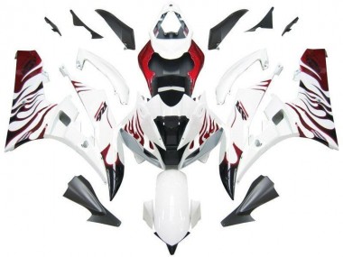 Best 2006-2007 White Red Flame Yamaha YZF R6 Motorcycle Fairing Canada