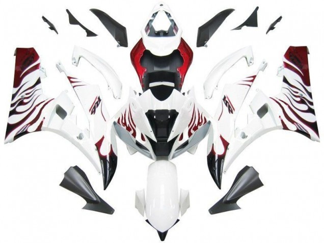 Best 2006-2007 White Red Flame Yamaha YZF R6 Motorcycle Fairing Canada