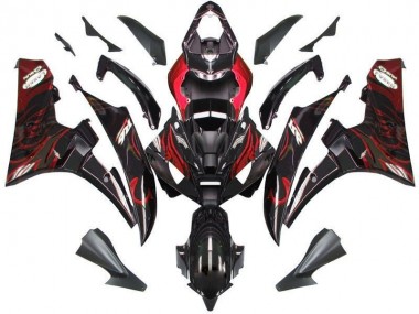 Best 2006-2007 Black Red Flame Yamaha YZF R6 Bike Fairing Canada