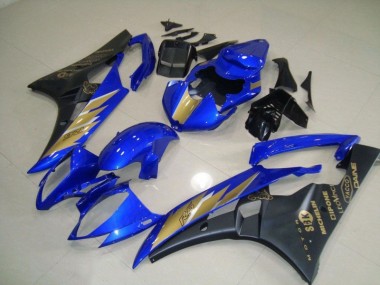 Best 2006-2007 Black Blue with Gold Sticker Yamaha YZF R6 Motorcycle Fairing Kit Canada