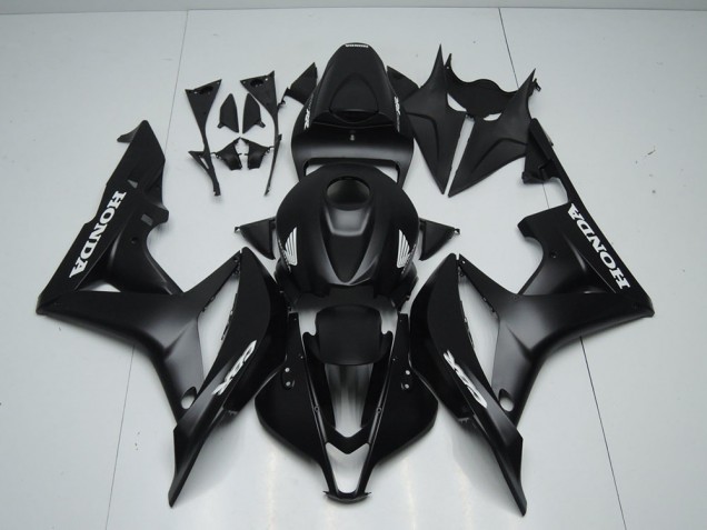 Best 2007-2008 Matte Black with White Sticker Honda CBR600RR Motorcycle Fairings Kit Canada