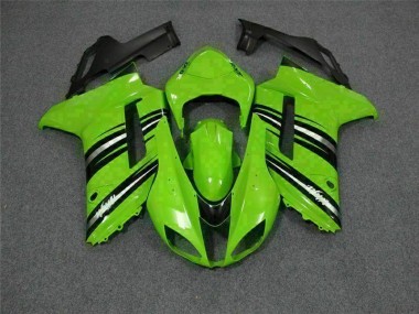 Best 2007-2008 Green Black Kawasaki ZX6R Motorcycle Fairings Kit Canada