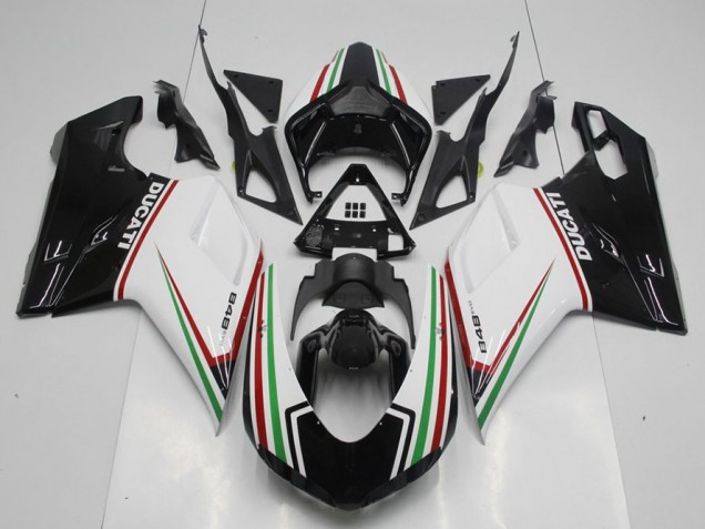 Best 2007-2014 Black Green and White Ducati 848 1098 1198 Motorcycle Fairing Kit Canada