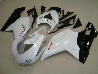 Best 2007-2014 Pearl White Black Ducati 848 1098 1198 Motorcycle Fairing Kits Canada