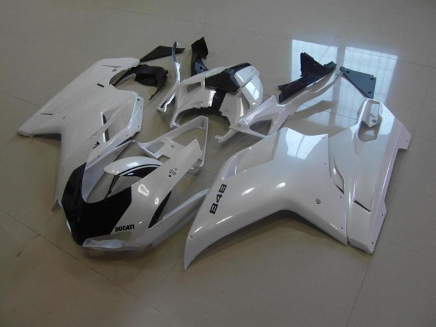 Best 2007-2014 Pearl White Black Stripe Ducati 848 1098 1198 Motorcycle Replacement Fairings Canada