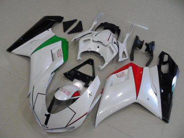 Best 2007-2014 Peral White with Italy Flag Ducati 848 1098 1198 Motorcycle Fairings Kit Canada