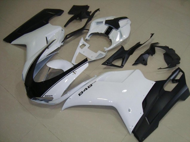 Best 2007-2014 White Matte Black Ducati 848 1098 1198 Motorcycle Fairing Canada