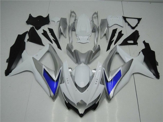 Best 2008-2010 White Silver Blue Suzuki GSXR 600/750 Motorcycle Fairings Kit Canada