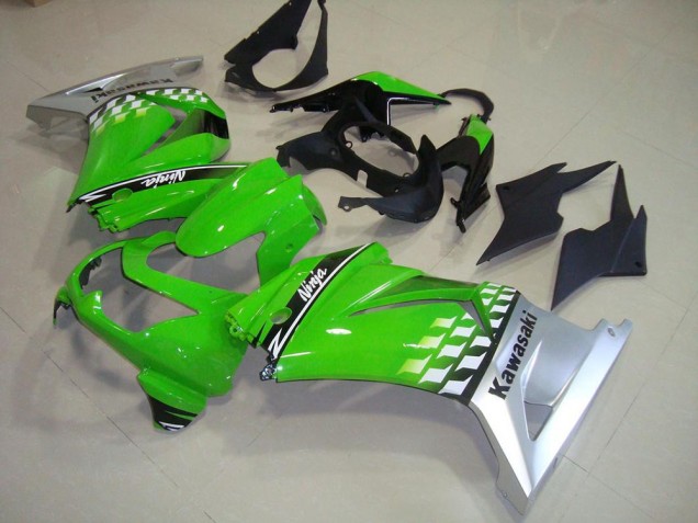 Best 2008-2012 Green Silver Kawasaki ZX250R Motorcycle Fairings Kit Canada