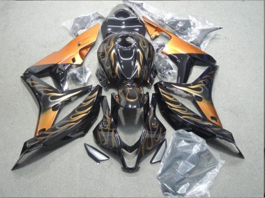 Best 2004-2005 Black Gold Flame Honda CBR1000RR Bike Fairings Canada