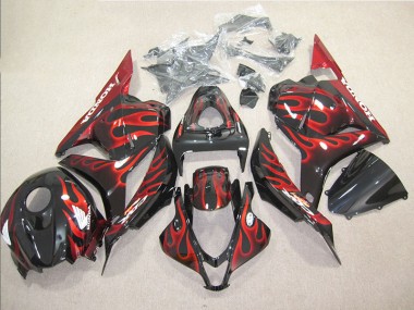 Best 2009-2012 Black Red Flame Honda CBR600RR Bike Fairings Canada