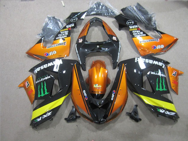 Best 2006-2007 Black Orange Monster Kawasaki ZX10R Motorcycle Fairing Kits Canada