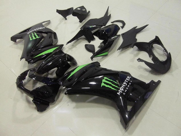 Best 2008-2012 Black Green Monster Energy Kawasaki ZX250R Motorcycle Fairings Kit Canada