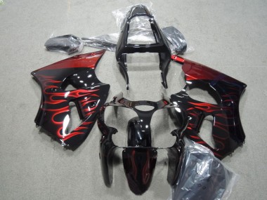 Best 2000-2002 Black Red Flame Kawasaki ZX6R Motorbike Fairing Kits Canada