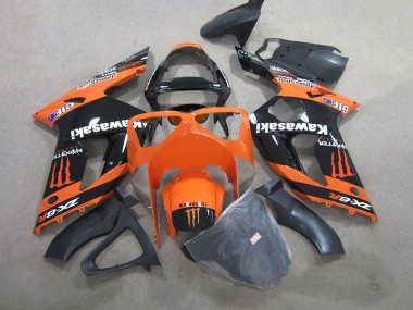 Best 2003-2004 Black Orange Monster Kawasaki ZX6R Motorbike Fairings Canada