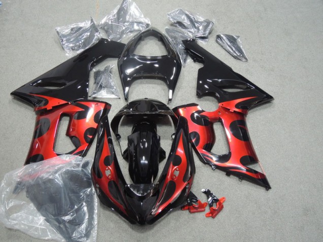 Best 2005-2006 Black Red Kawasaki ZX6R Motorcycle Fairings Canada