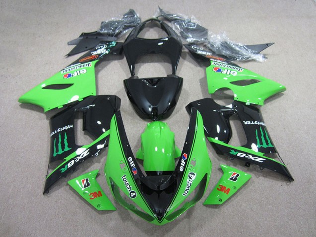 Best 2005-2006 Black Green 3M Touch4 Monster Kawasaki ZX6R Motorbike Fairing Canada