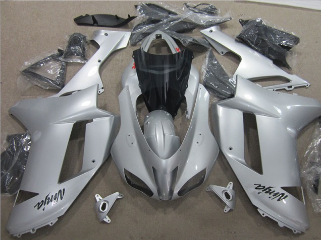 Best 2007-2008 Silver Kawasaki ZX6R Bike Fairing Canada