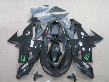 Best 2007-2008 Black Ninja Green Monster Kawasaki ZX6R Bike Fairing Kit Canada