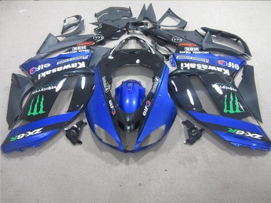 Best 2007-2008 Black Blue Monster Kawasaki ZX6R Motorcycle Replacement Fairings Canada