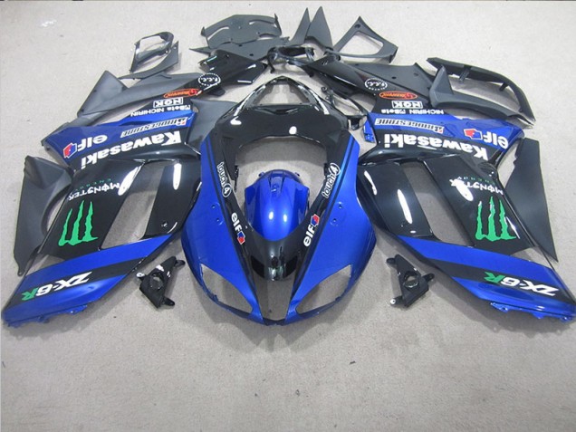 Best 2007-2008 Black Blue Monster Kawasaki ZX6R Motorcycle Replacement Fairings Canada