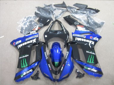 Best 2007-2008 Black Blue Green Monster Kawasaki ZX6R Motorcyle Fairings Canada