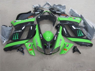 Best 2007-2008 Green Black 3M Monster Kawasaki ZX6R Motorbike Fairing Canada