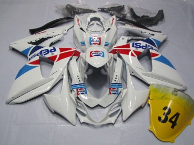 Best 2009-2016 White Pepsi 34 Suzuki GSXR1000 Motorcycle Fairings Kit Canada