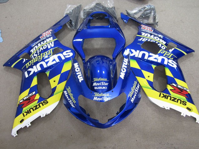 Best 2001-2003 Blue Yellow Telefumia Movistar Suzuki GSXR600 Motor Bike Fairings Canada