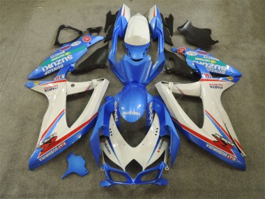 Best 2008-2010 Blue White with Decals Suzuki GSXR600 Bike Fairing Kit Canada