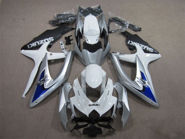 Best 2008-2010 Silver Blue White Suzuki GSXR600 Motorcycle Fairings Kit Canada