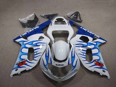 Best 2001-2003 White Blue Flame Suzuki GSXR750 Motorbike Fairings Canada