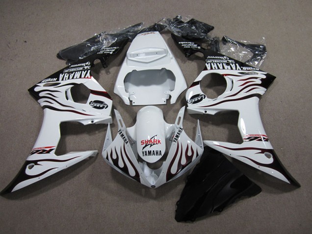 Best 2003-2005 White Black Flame Shark Yamaha YZF R6 Replacement Fairings Canada